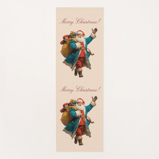 Tapete De Yoga Vintage Santa Personalized Christmas Design (Frente)