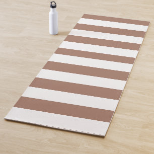 Tapete De Yoga Vintage Vertical Stripes Mocha Mousse White