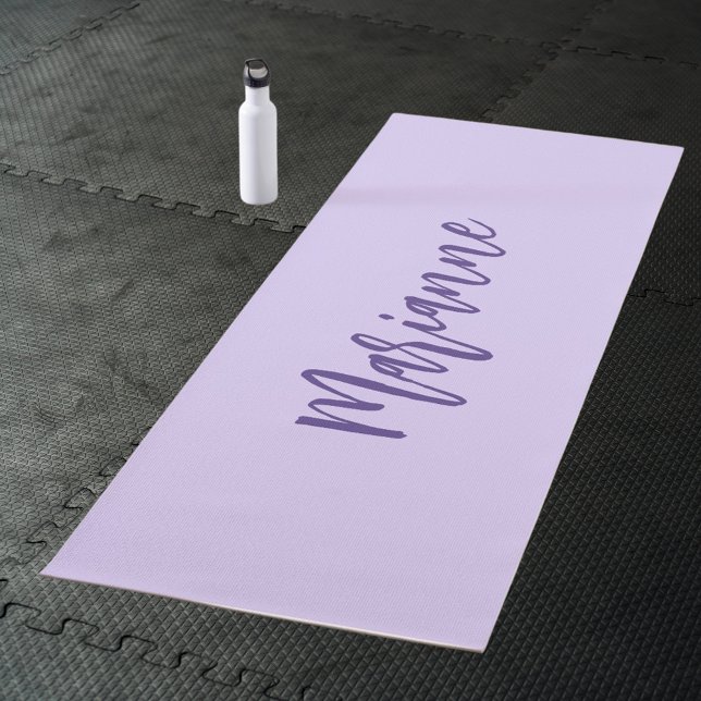 Tapete De Yoga Violeta roxo nome personalizado script (Criador carregado)