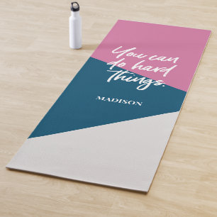 Tapete De Yoga Você pode fazer coisas duros, cor-de-rosa, Cinza a