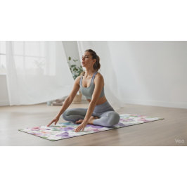 Tapete De Yoga Watercolor Butterfly Meadow & Floral Monogram