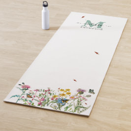 Tapete De Yoga Watercolor Wildflower Insetos Floral Primavera Gar