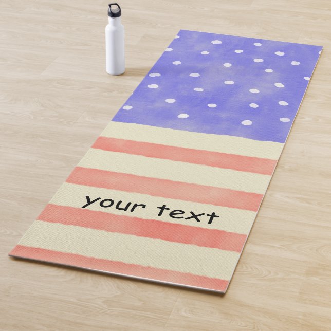 Tapete De Yoga Wcolor rustic USA flag Texto personalizado (In Situ)