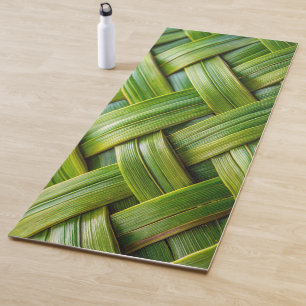 Tapete De Yoga Weave verde fresca de bambu