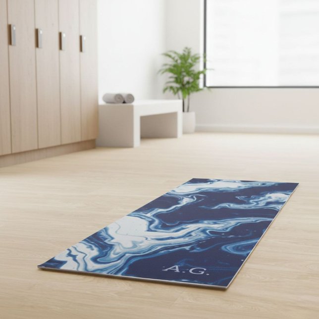 Tapete De Yoga Wellness Waters Exercise Mat - Navy Blue Fluid  (Criador carregado)