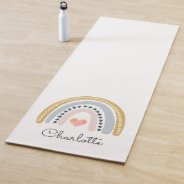 Tapete De Yoga Whimsical Personalizado Boho Rainbow