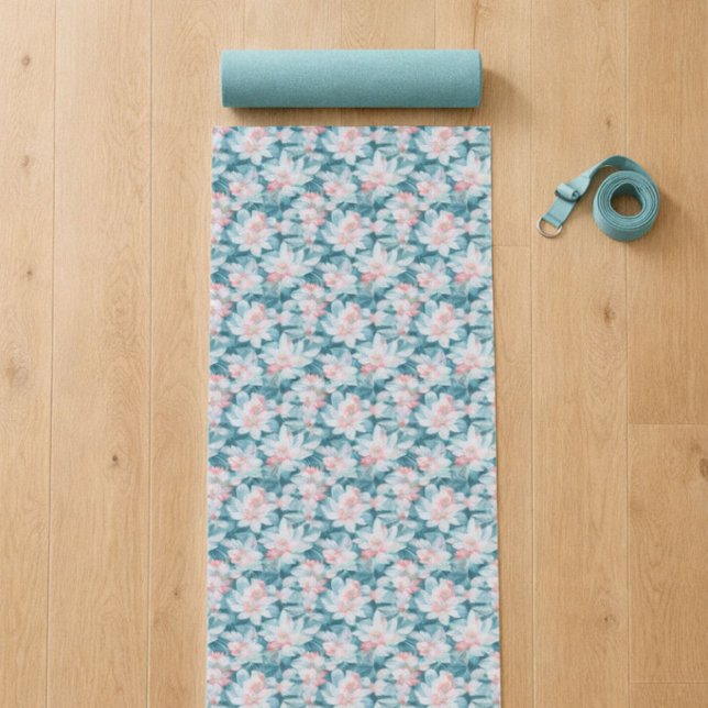 Tapete De Yoga White And Pink Lotus Yoga Mat (Criador carregado)