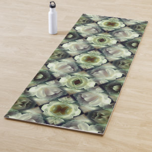 Tapete De Yoga White Rose Floral Abstrato Art