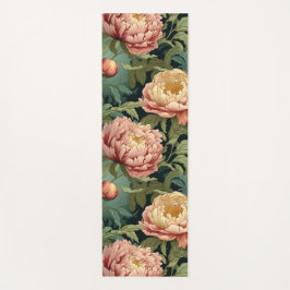 Tapete De Yoga William Morris-Inspirado Peony Floral Patternado