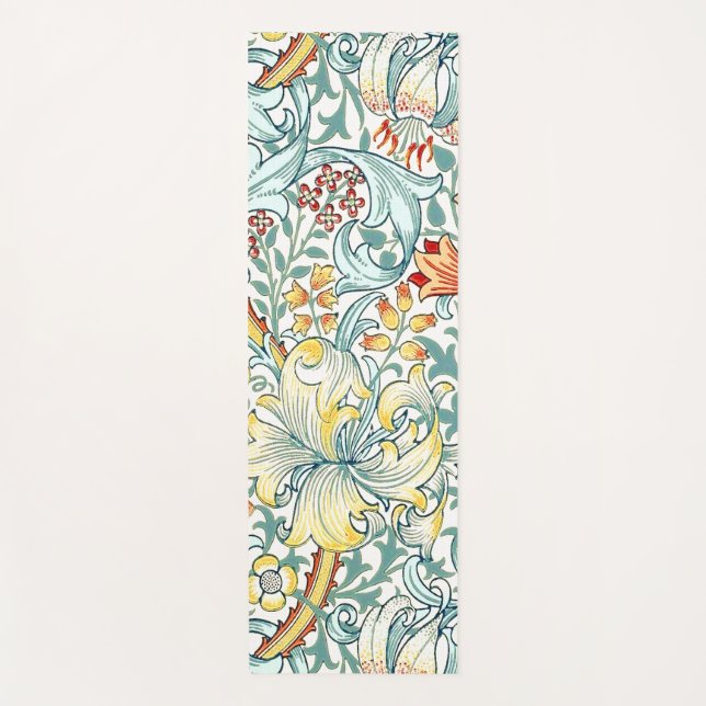 Tapete De Yoga William Morris Ouro Lily Floral Patterno (Frente)