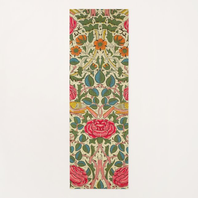 Tapete De Yoga William Morris Rosa Floral Chintz Rosa (Frente)