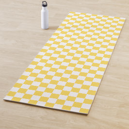 Tapete De Yoga Xadrez amarelo visual clássico