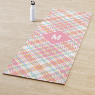 Tapete De Yoga Xadrez Monograma Personalizada / Padrão Tartan