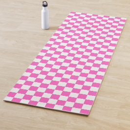 Tapete De Yoga Xadrez rosa visual clássico