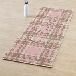 Tapete De Yoga Xadrez rosa Xadrez castanha aquarela
