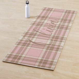 Tapete De Yoga Xadrez rosa Xadrez castanha aquarela