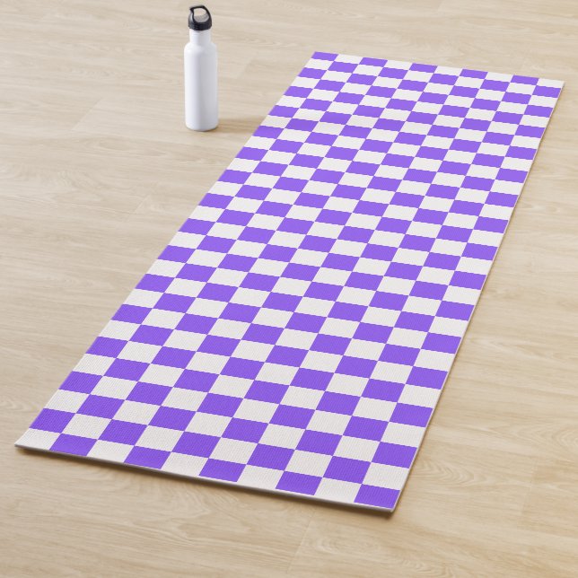 Tapete De Yoga Xadrez roxo visual clássico (In Situ)