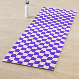 Tapete De Yoga Xadrez roxo visual clássico