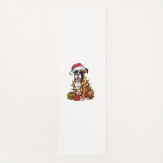 Tapete De Yoga Xmas Lighting Santa Hat Bullboxer Dog Natal