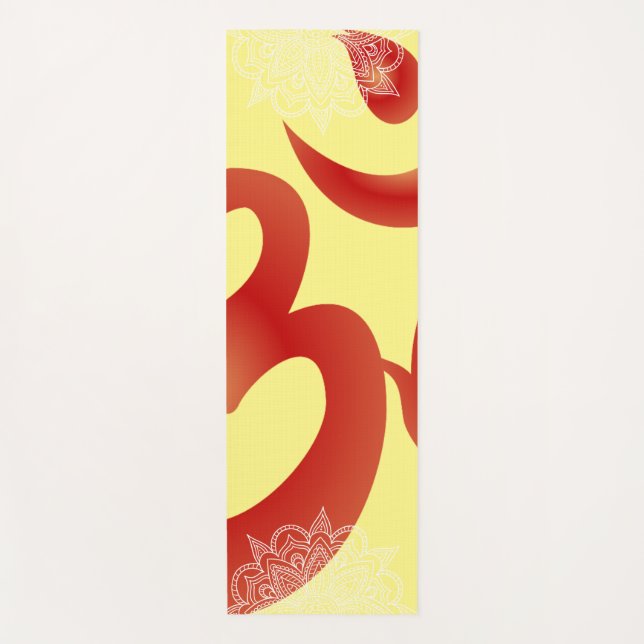 Tapete De Yoga Yellow e Red Om Mandala Yoga Mat (Frente)