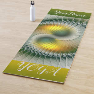 Tapete De Yoga Yin Yang Yellow Abstrato Art Fractal Name