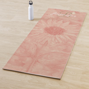 Tapete De Yoga Yog de Arte de Girassol de Coral Inicial Personali