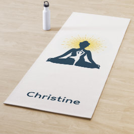 Tapete De Yoga Yoga branco-azul e nome personalizado
