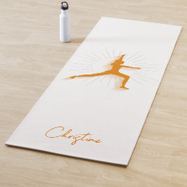 Tapete De Yoga Yoga Branco Laranja com Nome Personalizado