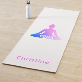 Tapete De Yoga Yoga branco-rosa-azul e nome personalizado