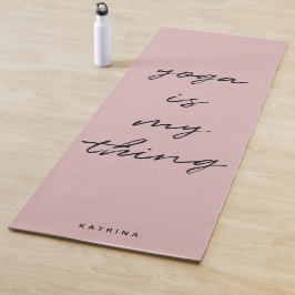 Tapete De Yoga Yoga do Script Minimalista Rosa Esbranquiçado é a