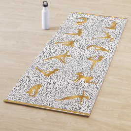 Tapete De Yoga Yoga Dourada dobra silhuetas em preto e branco