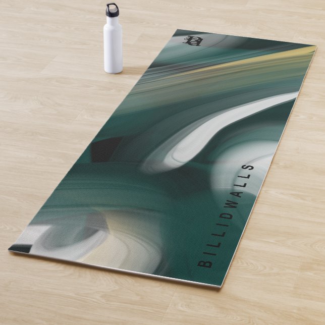 Tapete De Yoga Yoga Mat Abstrato Art Black Green Emerald (In Situ)