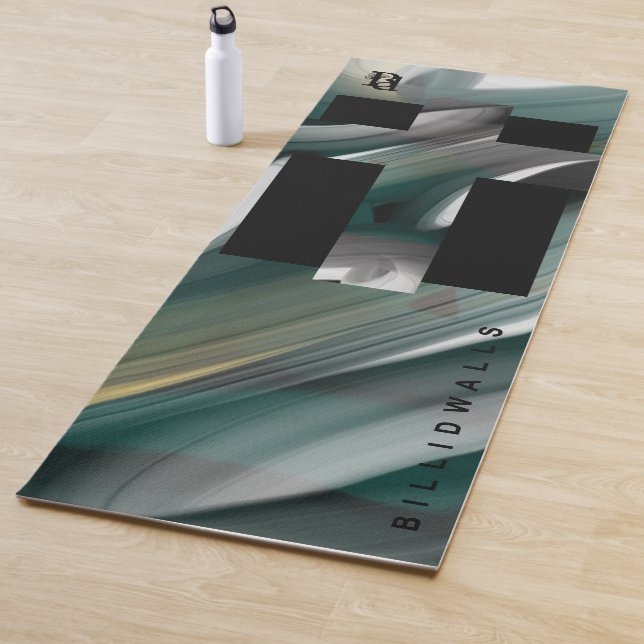 Tapete De Yoga Yoga Mat Abstrato Art Black Green Emerald (In Situ)