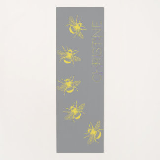 Tapete De Yoga Yoga Mat Cinza de Abelhas Amarelas