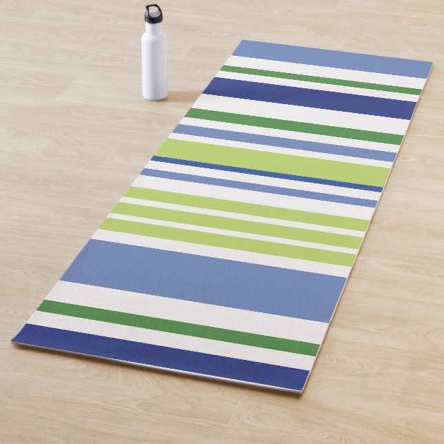 Tapete De Yoga Yoga Mat com faixa azul e verde (In Situ)