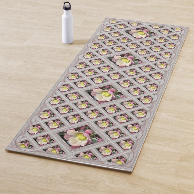 Tapete De Yoga Yoga Mat com Hellebores Bonito Rosa (In Situ)