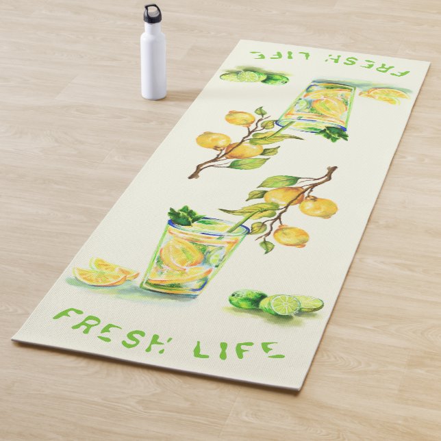 Tapete De Yoga Yoga Mat com limão fresco - Texto personalizado (In Situ)