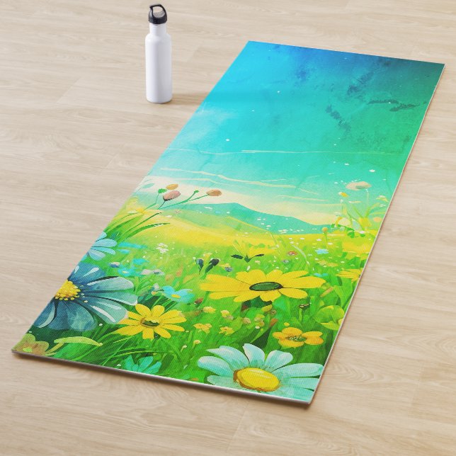 Tapete De Yoga Yoga Mat com Meadow em tons verdes (In Situ)