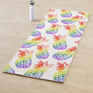Tapete De Yoga Yoga Mat com um abacaxi arco-íris vibrante