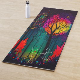 Tapete De Yoga Yoga Mat de Árvores Coloridas Whimsical