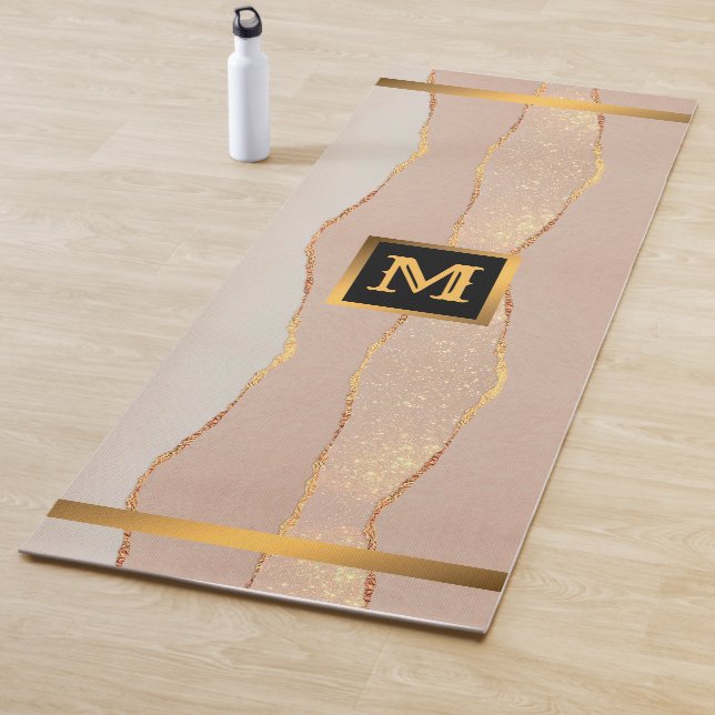 Tapete De Yoga Yoga Mat do Luxo Glitter Dourado Monogramas (In Situ)