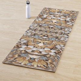 Tapete De Yoga Yoga Mat Dourado Branco, Decorante