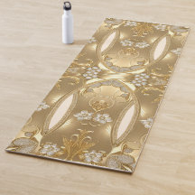 Yoga Mat Floral do Ornamentado Dourado