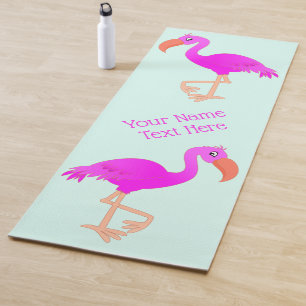 Tapete De Yoga Yoga Mat Gift - Flamingos Rosa - Seu Nome De Texto