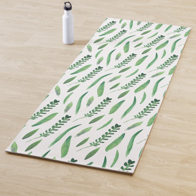 Tapete De Yoga Yoga Mat - Green Leaves Pattern (In Situ)