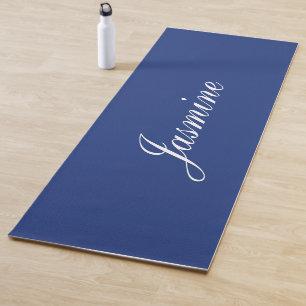 Tapete De Yoga Yoga Mat, nome personalizado azul escuro elegante