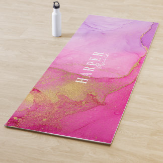 Tapete De Yoga Yoga Mat - Nome Personalizado Cor-de-Rosa Elegante