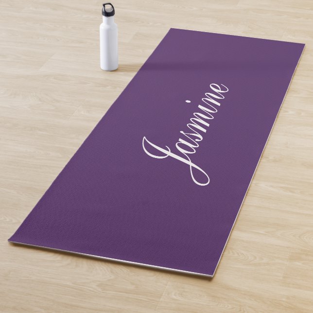 Tapete De Yoga Yoga Mat, Nome Personalizado Roxo Escuro Elegante (In Situ)