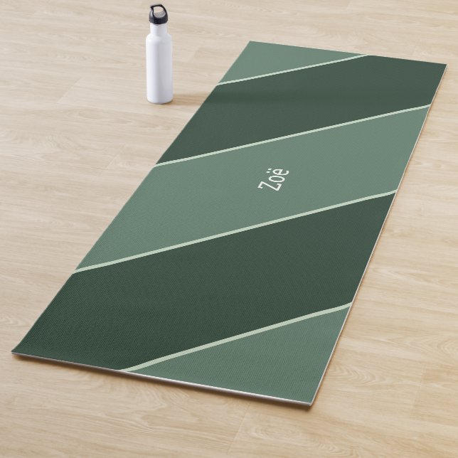 Tapete De Yoga Yoga Mat - Personalised Green Stripes Pattern (In Situ)