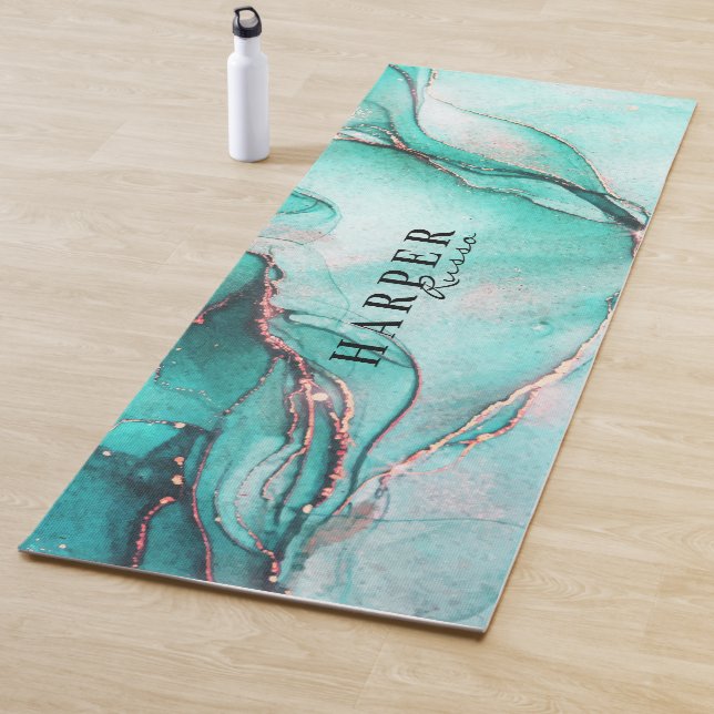 Tapete De Yoga Yoga Mat Personalizado do Glitter Azul Elegante (In Situ)